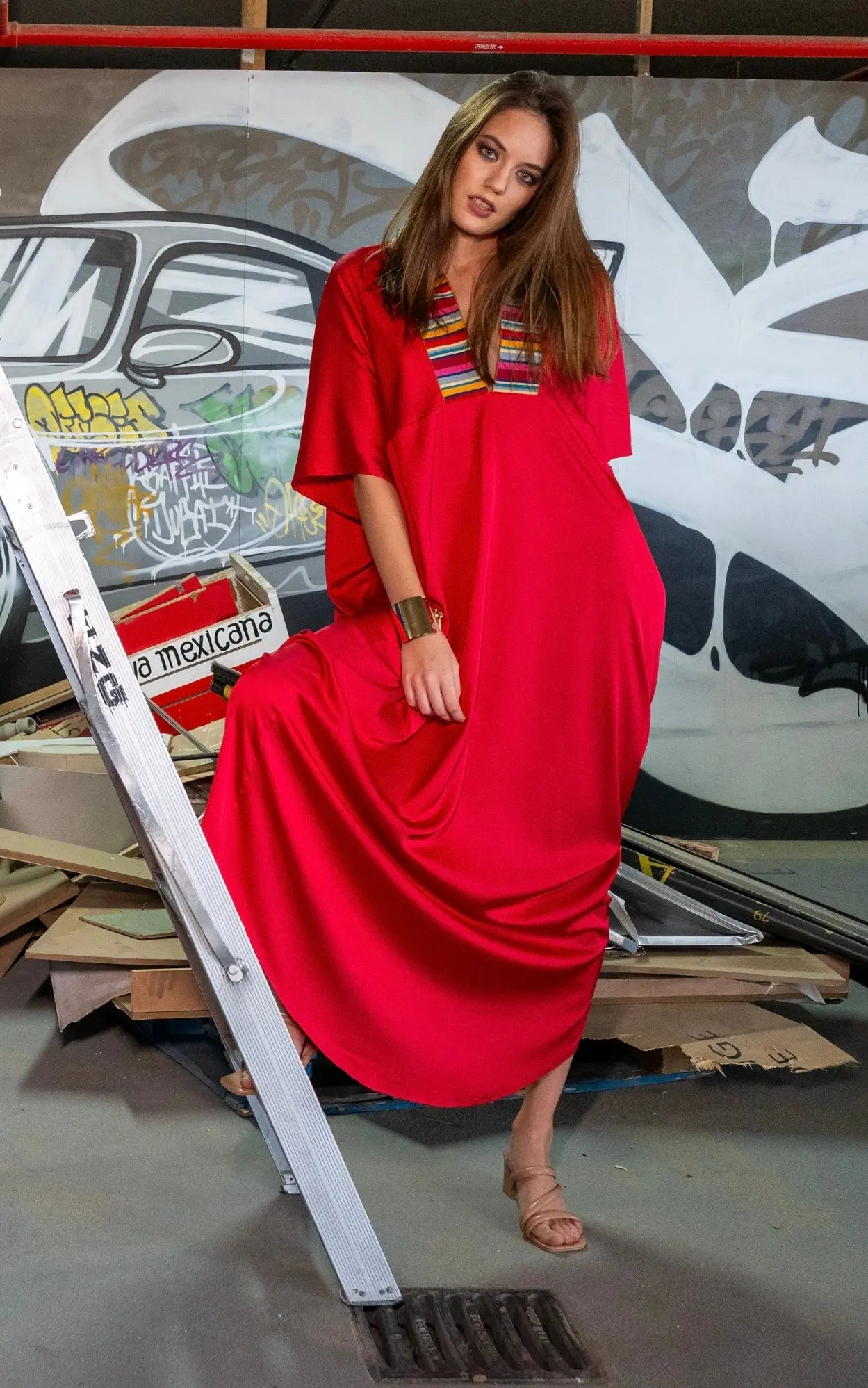 MACA | ATELIER Caftán Seda Rojo - Malota